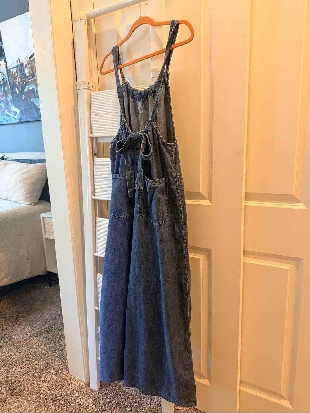 Free People We the Free Blue Denim Jumpsuit S/P